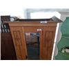Image 3 : ANTIQUE OAK CARVED AND BEADED WARDROBE W/ ORIGINAL BEVELED GLASS AND KEY