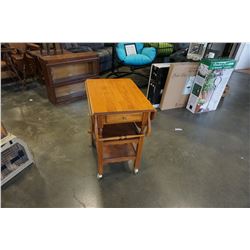 MAPLE TEA TROLLEY W/ DROP SIDES AND DRAWER