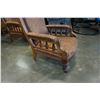 Image 4 : ANTIQUE OAK HIGHLY CARVED LIVING ROOM CHAIR - REUPHOLSTERED