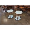 Image 1 : PAIR OF OVAL TEAL PAINTED END TABLES