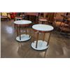Image 2 : PAIR OF OVAL TEAL PAINTED END TABLES