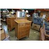 Image 2 : IMMACULATE ANTIQUE OAK 5 DRAWER HIGH BOY DRESSER W/ TILTING MIRROR