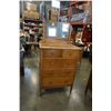 Image 2 : IMMACULATE ANTIQUE OAK 5 DRAWER HIGH BOY DRESSER W/ TILTING MIRROR