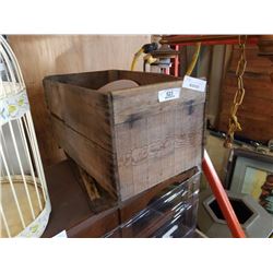 WOOD CRATE AND SHARPENING STONE AND TAMBOURINE