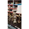 Image 1 : BRASS AND CRYSTAL ASH TRAY, CANDLE STAND, LAMP BASE AND TABLE LAMP