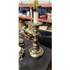 Image 2 : BRASS AND CRYSTAL ASH TRAY, CANDLE STAND, LAMP BASE AND TABLE LAMP