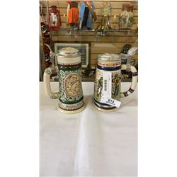 2 AVON STEINS - 8 INCHES TALL, FOOTBALL AND HUNTING