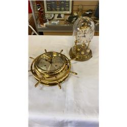 HOWARD MILLER SHIPS WHEEL CLOCK WITH 2 KEYS