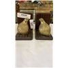 Image 2 : BRASS BIRD BOOKENDS, CAST HEAD AND WOOD FIGURE