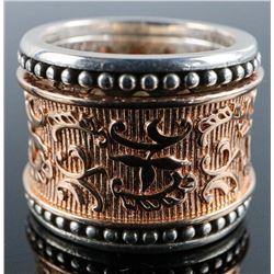 .925 Silver and Rose Gold Plate Design Ring.