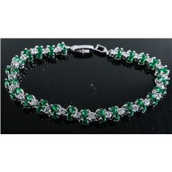 .925 Silver Emerald Green and White Swarovski Element Bracelet.
