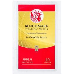 .9999 Fine Gold 1 Grain Collector Bar.