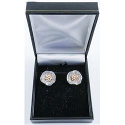 Ladies .925 Silver Earrings with 24kt Gold Overlay.