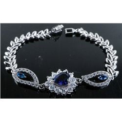 .925 Silver Lady D Blue Sapphire and White Swarovski Element Bracelet.