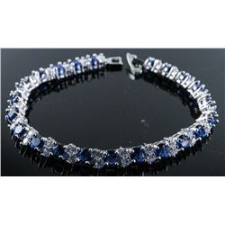 .925 Silver Blue Sapphire and White Swarovski Element Bracelet.
