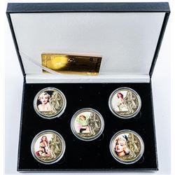5pc Marilyn Monroe 24kt Gold Plated Medallion Set with Certificate. Limited Edition.