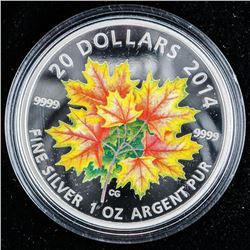 .9999 Fine Silver $20 "Maple Leaves" Coin. SOLD OUT at the Royal Canadian Mint. Limited Edition with