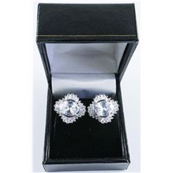 .925 Silver Cluster Swarovski Element Earrings.