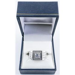 Gents .925 Silver and Swarovski Element Designer Ring. Size 11.