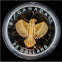 .9999 Fine Silver with 24kt Gold Overlay $20 Sacred Teachings "Love" Coin. SOLD OUT at the Royal Can