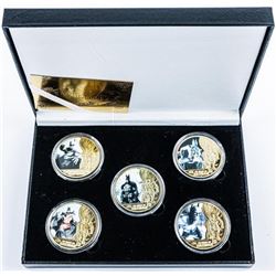 5pc Batman 24kt Gold Plated Medallion Set with Certificate. Limited Edition.