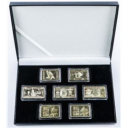 7pc 24k Gold Plated Bar Set. Mixed Collector Bars.