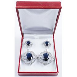 .925 Silver Drop Earrings with Sapphire Blue and White Swarovski Elements.