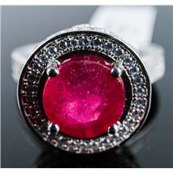 Ladies 925 Silver Ring with Ruby and CZ. TRRV: $1135.00