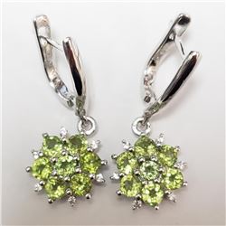 Silver Rhodium Plated Peridot(2ct) Earrings (~weight 5.22g), Suggested Retail Value $200 (Estimated 