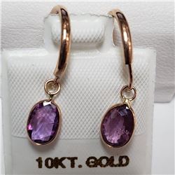 10K Rose Gold Pink Sapphire(1.5ct) W/ 14Kt Bezel Earrings (~weight 0.87g), Insurance Value $1640 (Es