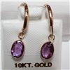 Image 1 : 10K Rose Gold Pink Sapphire(1.5ct) W/ 14Kt Bezel Earrings (~weight 0.87g), Insurance Value $1640 (Es