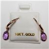 Image 3 : 10K Rose Gold Pink Sapphire(1.5ct) W/ 14Kt Bezel Earrings (~weight 0.87g), Insurance Value $1640 (Es