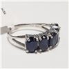 Image 2 : 10K White Gold Sapphire(3.3ct) Ring (~Size 6)(Ring is resizable for $40) (~weight 2.1g), Insurance V