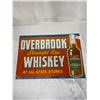 Image 1 : 1940s Overbrook Straight Rye Whisky Sign Sceration, PA Tin Tacker Metal Sign 20x14