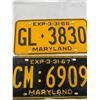 Image 3 : 3 Maryland License Plates 1966-69