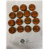 Image 1 : 15 -1940s H3's Orange Pop Cork Top Bottle Caps, North Battleford Saskatchuwan