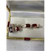 Image 2 : Stirling Silver Garnet Jewlery Earings, Ring, And Pendant
