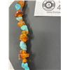 Image 2 : Nice Handmade Amber And Turquoise Necklace With A 925 Clasp