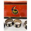 Image 2 : Vintage Sharps The Word for Toffee Tin and 4 Silver inlaid Napkin Holders