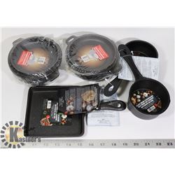 FLAT OF NEW CAST IRON COOKWARE