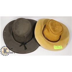 2 GENUINE JACKAROO LEATHER HATS