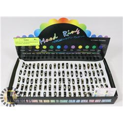 DISPLAY OF 100 MOOD RINGS WITH DOLPHINS, ASSORTED