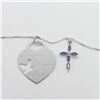 Image 1 : SILVER 2 PENDENT(AMETHYST) 18" NECKLACE