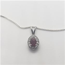 SILVER RUBY 18"(0.6CT) NECKLACE