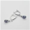 Image 1 : SILVER TANZANITE HOOP EARRINGS