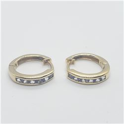 SILVER TANZANITE HOOP EARRINGS