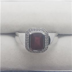 SILVER GARNET RING (~SIZE 8.75)