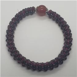 SILVER GARNET FLEXIBLE  BRACELET