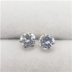 10K YELLOW GOLD CZ 7MM  EARRINGS