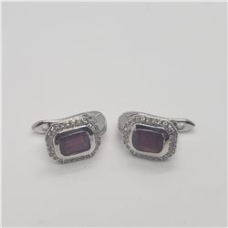 SILVER RUBY 5.7G(3CT) EARRINGS